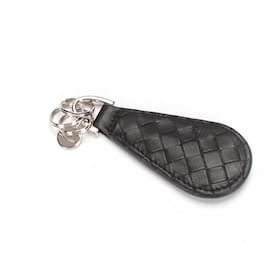 Bottega Veneta-Bottega Veneta Intrecciato Key Holder Leather Other in Excellent condition-Black