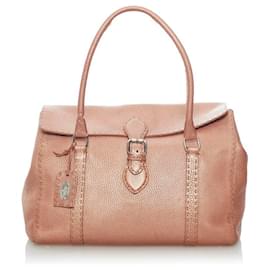Fendi-Sac à main en cuir Selleria-Rose