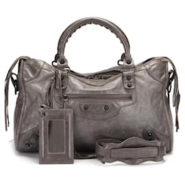 Balenciaga-Motocross Classic City Shoulder Bag-Grey