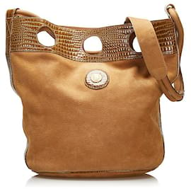 Fendi-Leather Bucket Bag-Brown