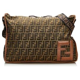 Fendi-Zucca Canvas Messenger Ba-Brown