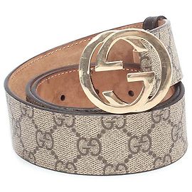 Gucci GG Supreme Interlocking G Belt 370543 Brown