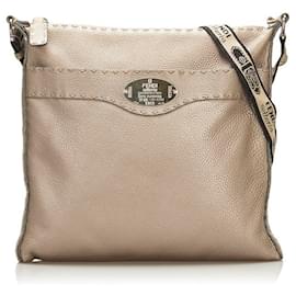Fendi-Sac messager zippé Selleria-Argenté