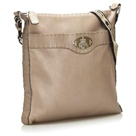 Fendi-Sac messager zippé Selleria-Argenté