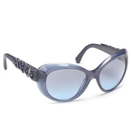 Chanel-Óculos de sol com cor de olho de gato camélia-Azul