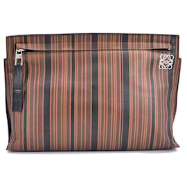 Loewe-Printed Leather Clutch Bag-Brown