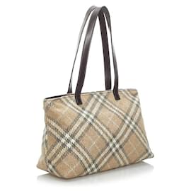 Burberry-Nova Check Wool Tote Bag-Brown