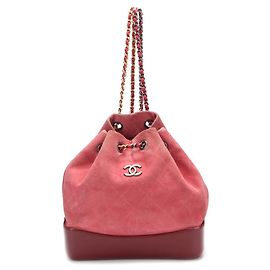 Chanel Quilted Suede Gabrielle Backpack Pink