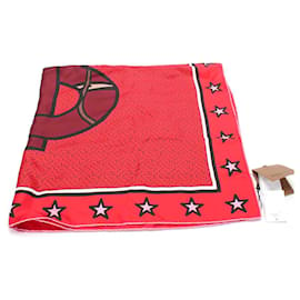 Burberry-Printed Silk Scarf-Red