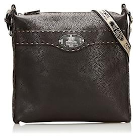 Fendi-Selleria Zip Messenger Bag-Brown