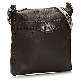 Fendi-Selleria Zip Messenger Bag-Brown
