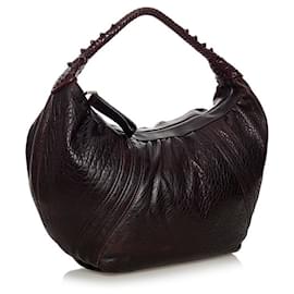 Fendi-Spy Leather Hobo Bag-Brown