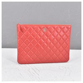 Chanel-Matelasse Leather Clutch Bag-Orange