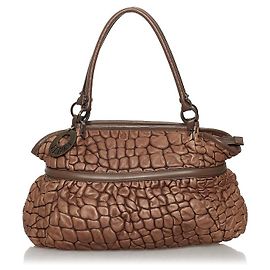 Fendi Bolsa de ombro Chef de couro bolha enrugada Marrom
