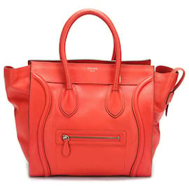Céline-Leather Luggage Tote Bag-Red