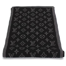 Louis Vuitton-Louis Vuitton Monogram Wool Scarf Canvas Scarf in Excellent condition-Black