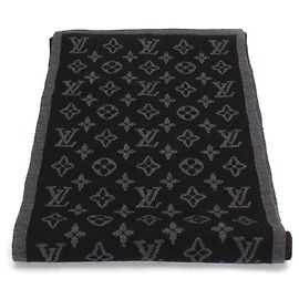 Lenço de lã com monograma Louis Vuitton Lenço de lona em excelente estado Preto