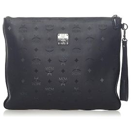 MCM Visetos Studded Clutch Bag Black