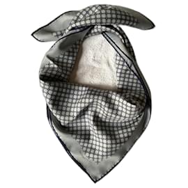Hermès-Silk grey geometrical pattern small foulard-Grey