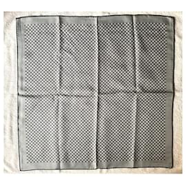 Hermès-Silk grey geometrical pattern small foulard-Grey