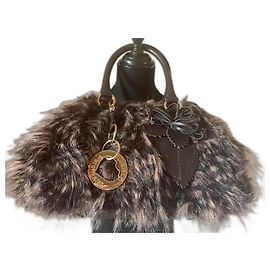 Blugirl Blumarine Bolsa de pelo sintético marrom com efeito pena Marrom