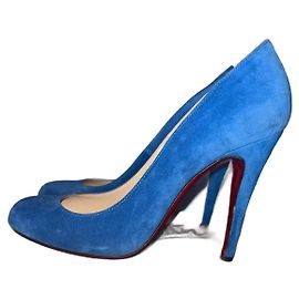 Décolleté Christian Louboutin in velluto blu Blu