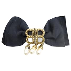 Balenciaga-BALENCIAGA HAIR BAND BOW AND BLACK & GOLD PEARLS + BLACK HAIR CLIP BOX-Black