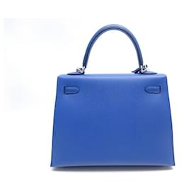 Hermès-NEW HERMES KELLY II SELLIER HANDBAG 25 FRENCH BLUE EPSOM LEATHER HANDBAG-Blue