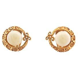 Givenchy-VINTAGE GIVENCHY EARRINGS IN GOLD METAL AND WHITE STONE EARRINGS-Golden
