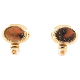 Givenchy-VINTAGE EARRINGS GIVENCHY LOGO AND PEARLS IN GOLD METAL GOLDEN EARRINGS-Golden
