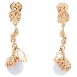 Dior-DIOR PENDANT EARRINGS IN GOLD METAL AND BLUE STONES EARRINGS-Golden