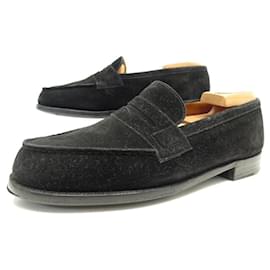 JM Weston-JM WESTON SHOES 180 Church´s Loafers 7C 41 BLACK SUEDE SHOES LOAFERS SHOE-Black