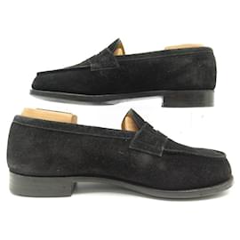 JM Weston-JM WESTON SHOES 180 Church´s Loafers 7C 41 BLACK SUEDE SHOES LOAFERS SHOE-Black