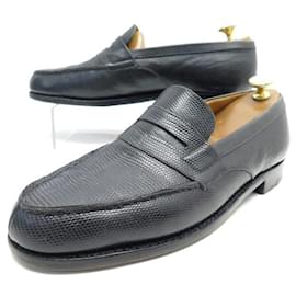 JM Weston-JM WESTON LOAFERS 180 6.5C 40.5 BLACK LIZARD LEATHER SHOES-Black