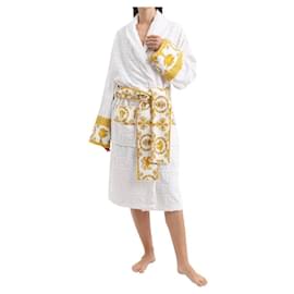 Gianni Versace-Unisex Versace bathrobe 100% new white and yellow cotton with tags and box-White