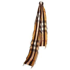 Burberry extra langer Kaschmir-Schal mit Halb-Mega-Karomuster und modischen Fransen 310x22cm Gelb