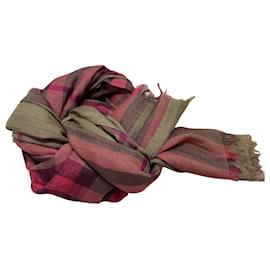 Burberry-magnifique Foulard xxl Burberry caqui rosa 210X70 cm 49% Soie 51% laine-Rosa