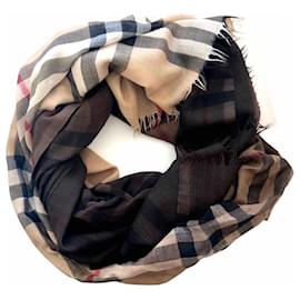 Burberry-Beautiful degraded burberry scarf beige brown scarf scarf 215x70cm-Brown