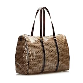 Fendi-Fendi Brown Zucchino DuffleTravel Bag-Brown