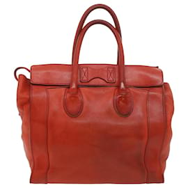 Céline-CELINE Luggage Mini Shopper Hand Bag Leather Red Auth fm1880-Red