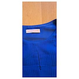 Matthew Williamson-Sun Pleated Silk Dress Royal Blue-Blue