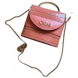 Chloé Abylock Handbag Pink Crocodile Leather Pink