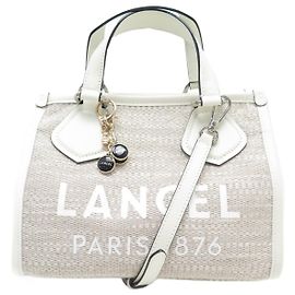 NEW LANCEL SUMMER TOTE MINI A HANDBAG12006 CANVAS & LEATHER SHOULDER BAG Beige