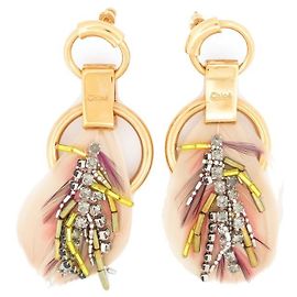Chloé NINE CHLOE PIUME E ORECCHINI PENDENTI IN STRASS ORECCHINI IN METALLO ORO D'oro