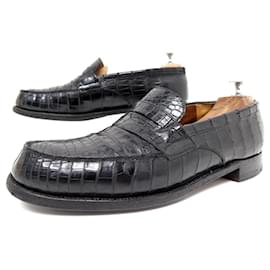 JM Weston-JM WESTON LOAFERS 180 8b 41.5 42 FINE LEATHER CROCO LOAFERS SHOES-Black