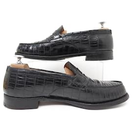 JM Weston-JM WESTON LOAFERS 180 8b 41.5 42 FINE LEATHER CROCO LOAFERS SHOES-Black