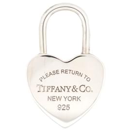 Tiffany & Co-PORTE CLES PENDENTIF TIFFANY CADENAS PLEASE RETURN TO ARGENT 925 BOITE KEY RING-Argenté