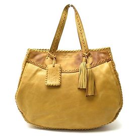 BOLSA RALPH LAUREN 22993BOLSA DE MÃO DE COURO CS AMARELA DE COURO Amarelo