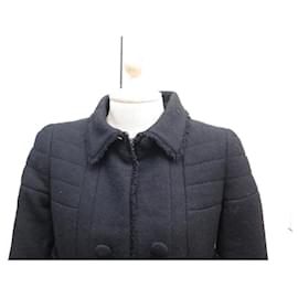 Chanel-CHANEL LONG COAT T XS 34 BLACK CASHMERE COAT JACKET-Black