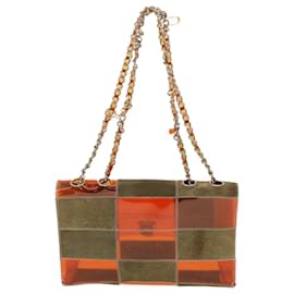 Chanel-CHANEL Choco Bar Chain Shoulder Bag Brown Orange CC Auth yk5514b-Brown,Orange